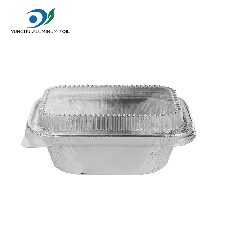 దీర్ఘచతురస్రాకార కేక్ బేకింగ్ సిల్వర్ అల్యూమినియం రేకు కంటైనర్లు