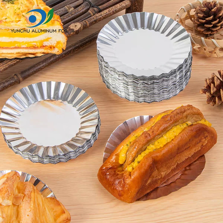 రౌండ్ బేకింగ్ కేక్ టిన్ సిల్వర్ అల్యూమినియం రేకు ఆహార కంటైనర్తో