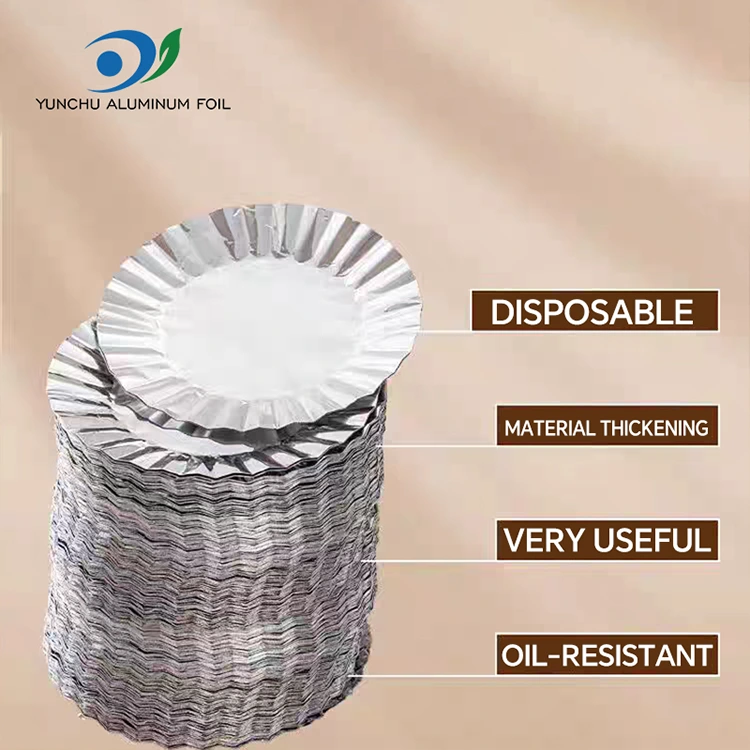 రౌండ్ బేకింగ్ కేక్ టిన్ సిల్వర్ అల్యూమినియం రేకు ఆహార కంటైనర్తో