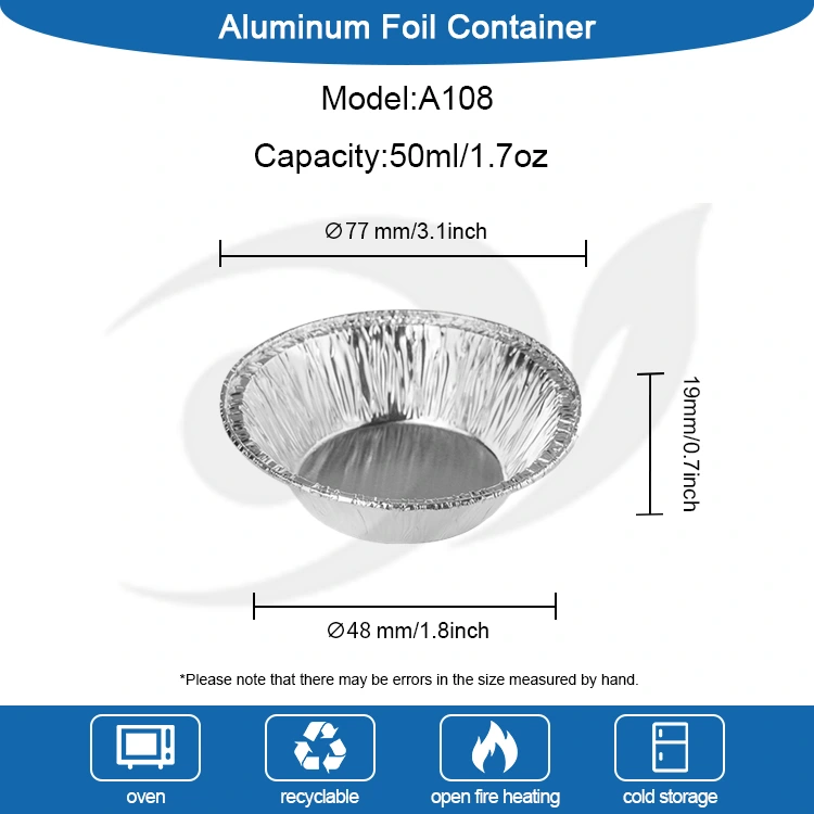 స్నాక్స్ కోసం రౌండ్ ఎగ్ టార్ట్ సిల్వర్ అల్యూమినియం రేకు ఆహార కంటైనర్