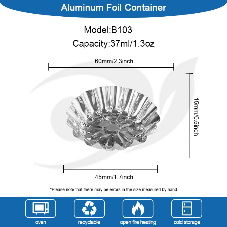 రౌండ్ ఎగ్ టార్ట్ టాయ్ బేకింగ్ సిల్వర్ అల్యూమినియం రేకు ఆహార కంటైనర్