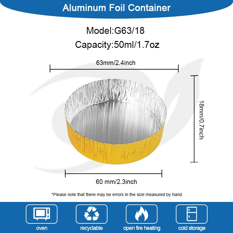 రౌండ్ స్మాల్ బేకింగ్ సిల్వర్ అల్యూమినియం రేకు ఆహార కంటైనర్
