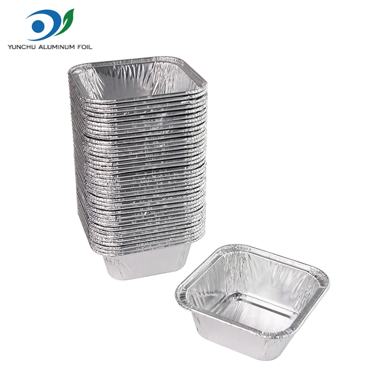 స్క్వేర్ ఎయిర్ ఫ్రైయర్ సిల్వర్ అల్యూమినియం రేకు కంటైనర్లు