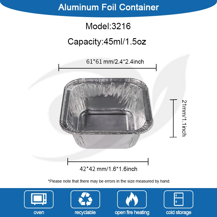 స్క్వేర్ ఎయిర్ ఫ్రైయర్ సిల్వర్ అల్యూమినియం రేకు కంటైనర్లు