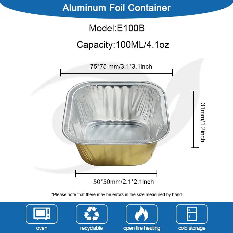 స్క్వేర్ బేకింగ్ కేకులు స్మూత్వాల్ అల్యూమినియం రేకు కంటైనర్లు