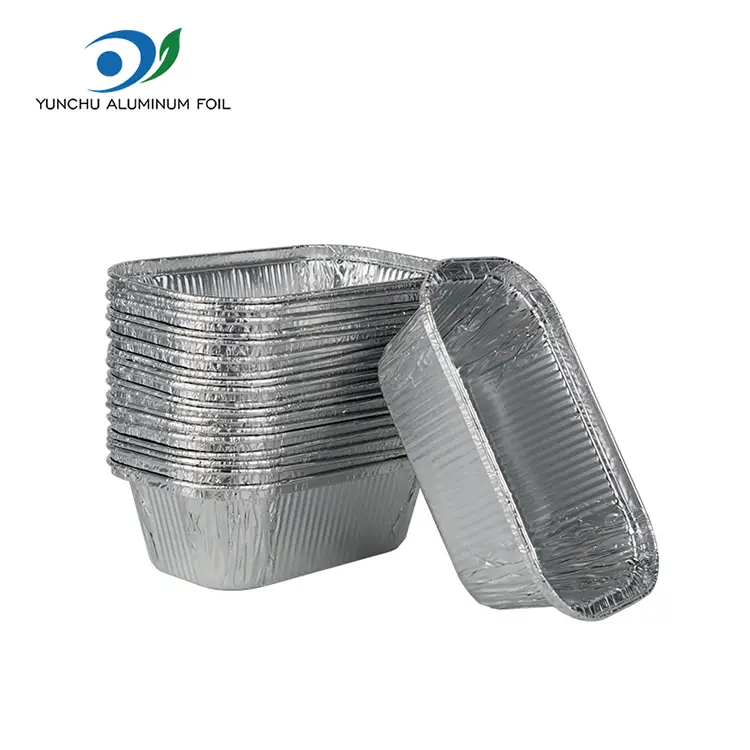 స్క్వేర్ కేక్ బేకింగ్ సిల్వర్ అల్యూమినియం రేకు కంటైనర్లు