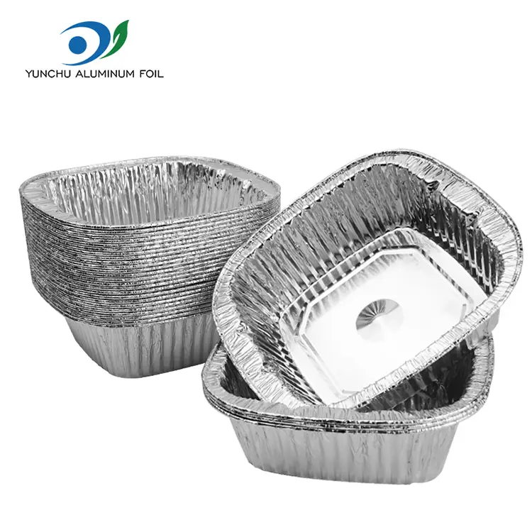 స్క్వేర్ సిల్వర్ టేకావే ప్యాకింగ్ అల్యూమినియం రేకు కంటైనర్