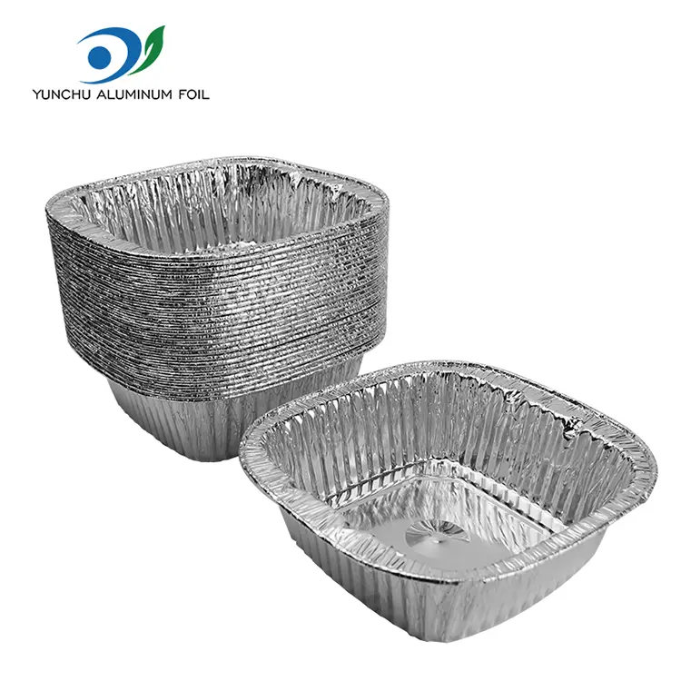 స్క్వేర్ సిల్వర్ టేకావే ప్యాకింగ్ అల్యూమినియం రేకు కంటైనర్