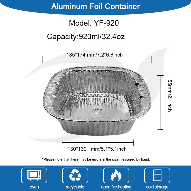 స్క్వేర్ సిల్వర్ టేకావే ప్యాకింగ్ అల్యూమినియం రేకు కంటైనర్