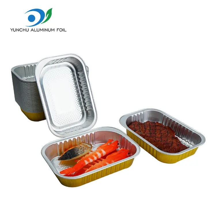 స్క్వేర్ టేకావే డైనింగ్ గోల్డెన్ అల్యూమినియం రేకు కంటైనర్లు స్క్వేర్ టేకావే డైనింగ్ గోల్డెన్ అల్యూమినియం రేకు కంటైనర్లు