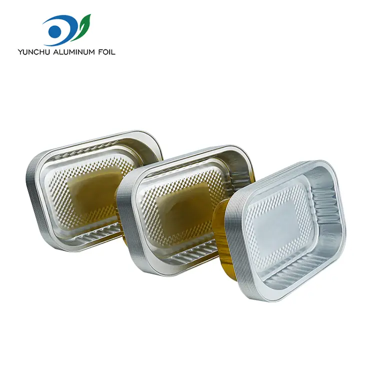 స్క్వేర్ టేకావే డైనింగ్ గోల్డెన్ అల్యూమినియం రేకు కంటైనర్లు