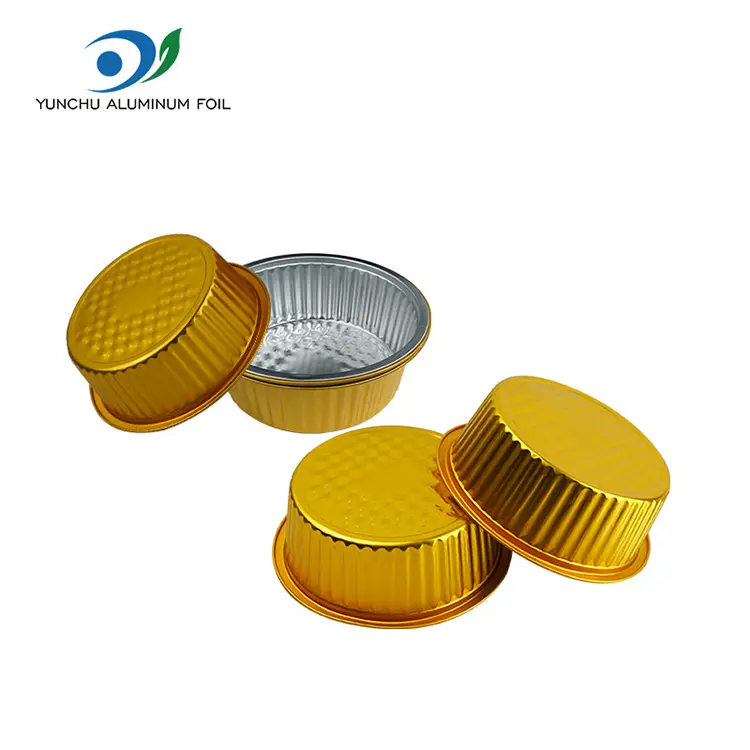 టేకావే చిన్న హాట్ పాట్ గోల్డెన్ రౌండ్ అల్యూమినియం రేకు కంటైనర్లు