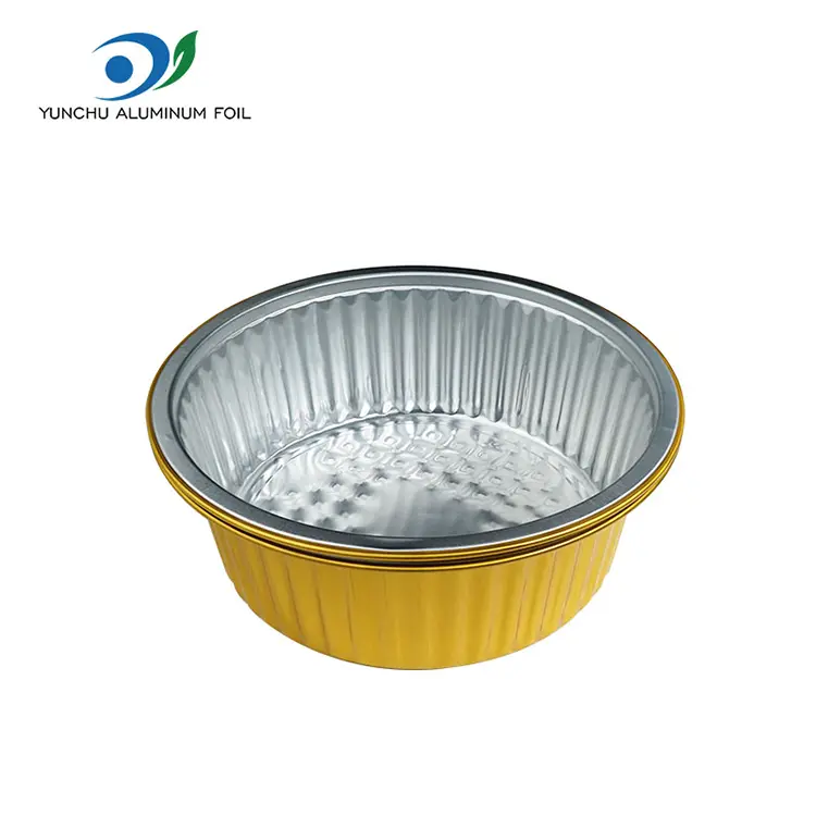 టేకావే చిన్న హాట్ పాట్ గోల్డెన్ రౌండ్ అల్యూమినియం రేకు కంటైనర్లు